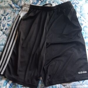 Adidas Men's Black and White Athletic Shorts